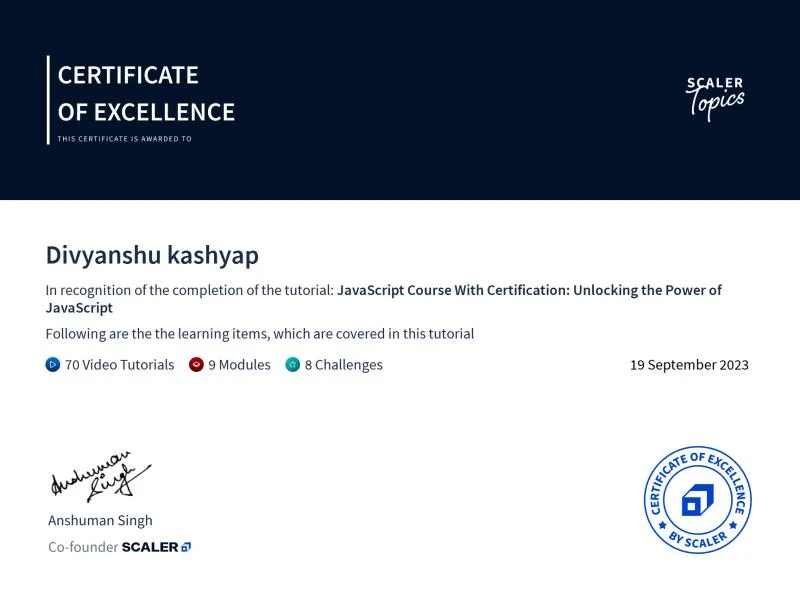JavaScript Course With Certification: Unlocking the Power of JavaScript — Scaler Academy